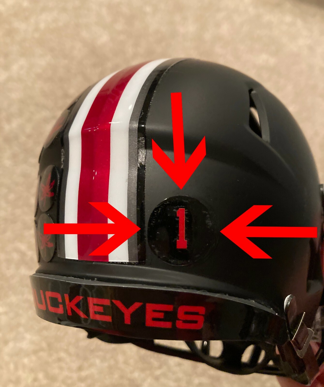 Ohio State Buckeyes 0.75" Rear Circle Number Decal **MINI** Football Helmet