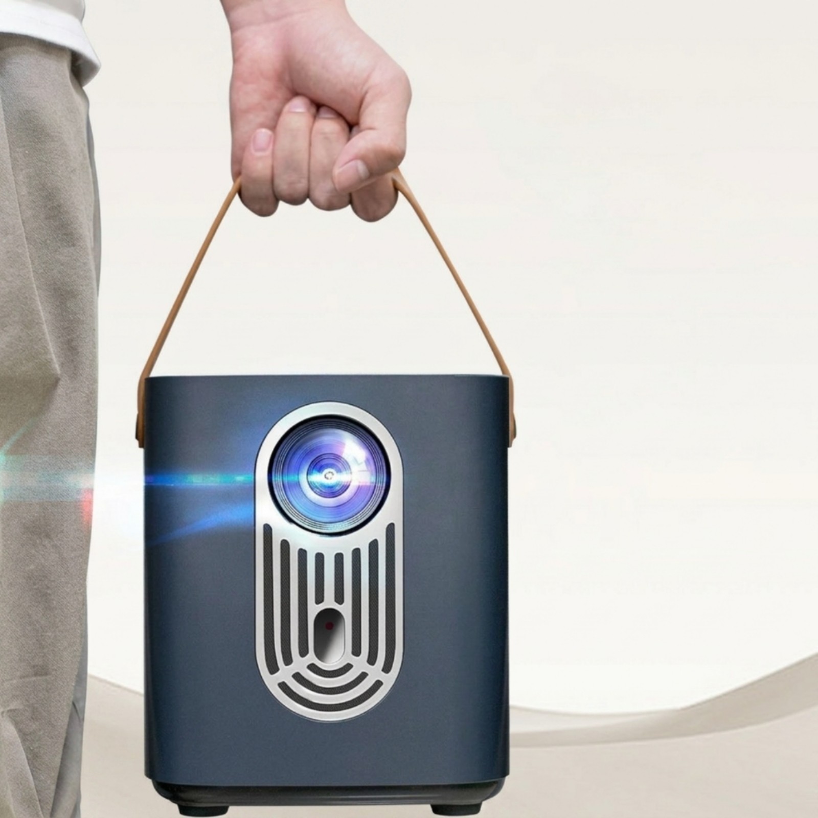 Portable Projection Device with Handle Electric Focus for Bedroom