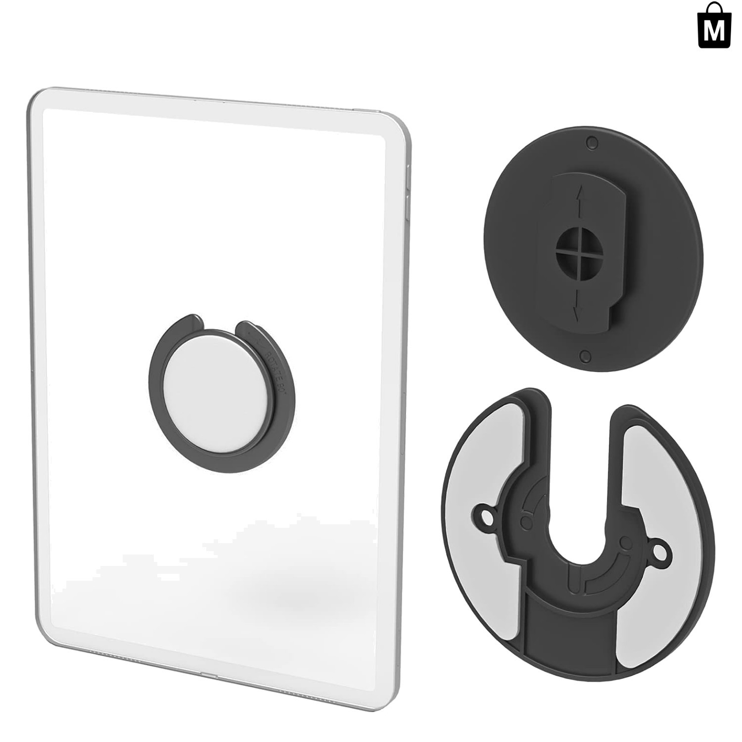Compact 2-Pack Tablet Wall Mount | 90° Rotating Design for All Tablets in Black