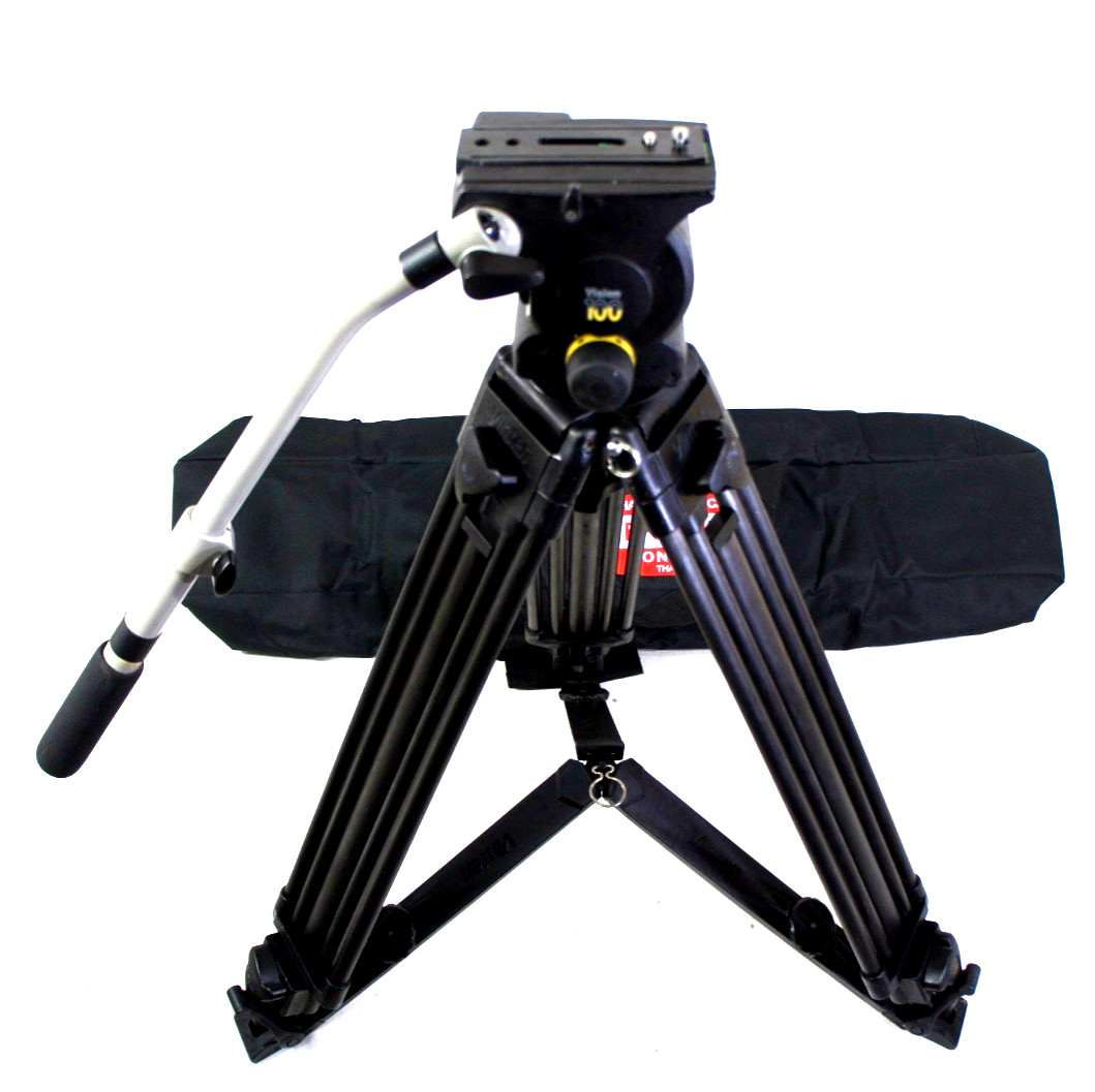VINTEN VISION 100 HEAD TELE-PANBAR PLT TDK CARBON TRIPOD GRSPR BAG SERVICED 44Lb