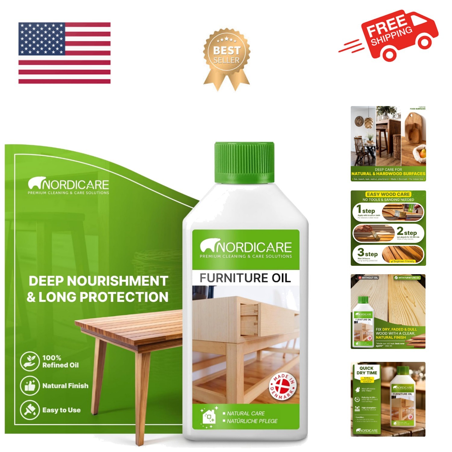 Wood Oil Colorless -  Walnut Oil, Teak Oil, Wood Oil Furniture for Oak, Beech...