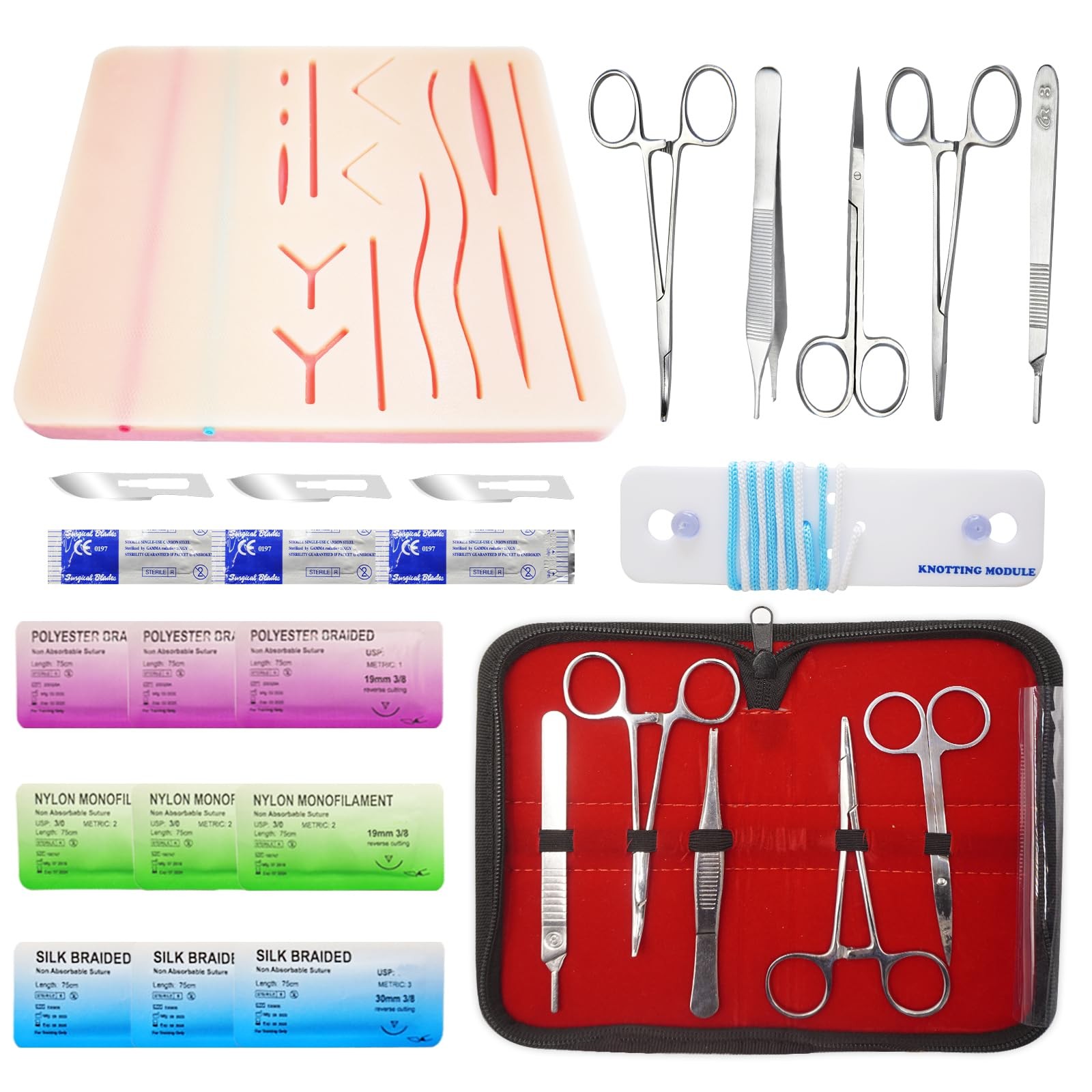 Suture Practice Kit for Students - Suturing Kit (20 Pieces) with Durable Sili...