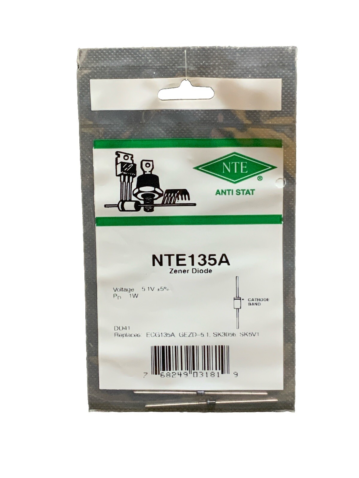 2 Pack - NTE135A Zener Diode DO41 ECG135A GEZD-5.1 SK3056 SK5V1