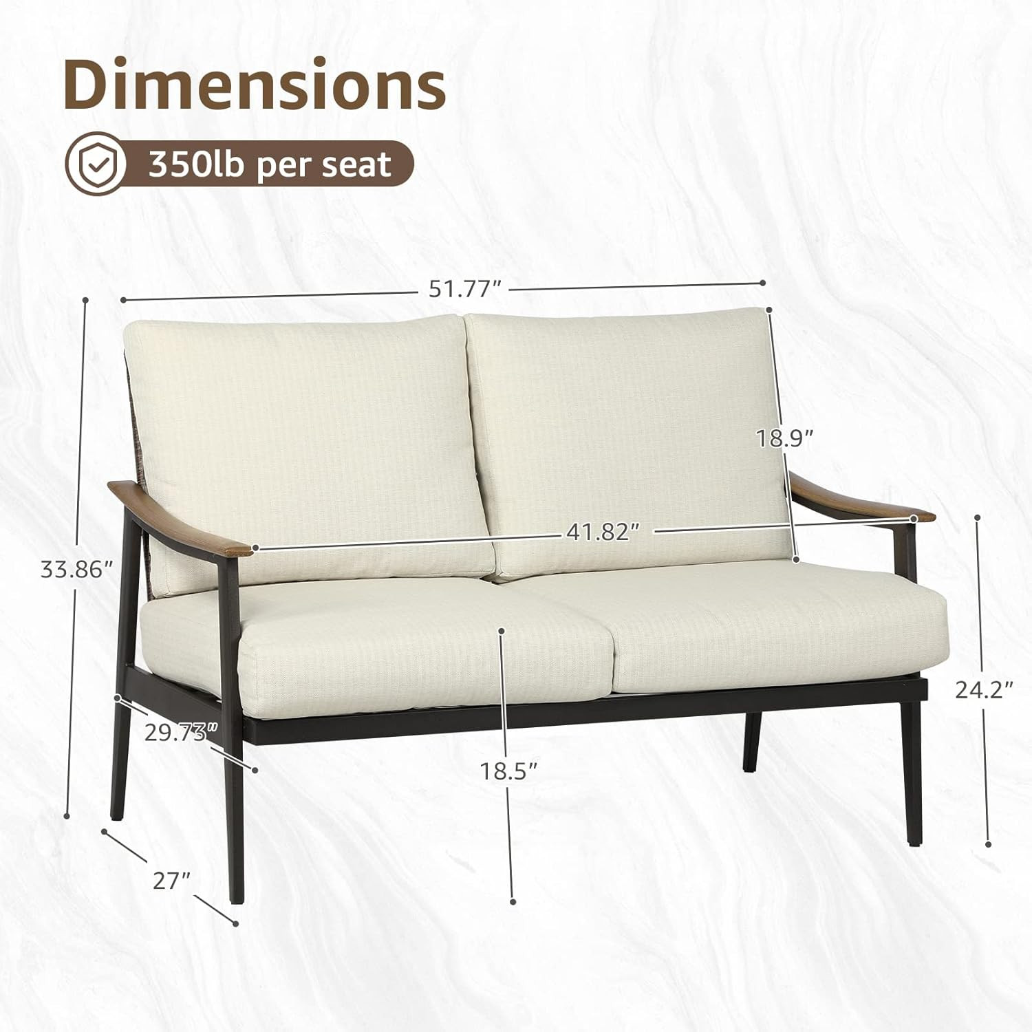 NATURAL EXPRESSIONS Patio Loveseat Sofa Outdoor Furniture Metal Chair with Wicke