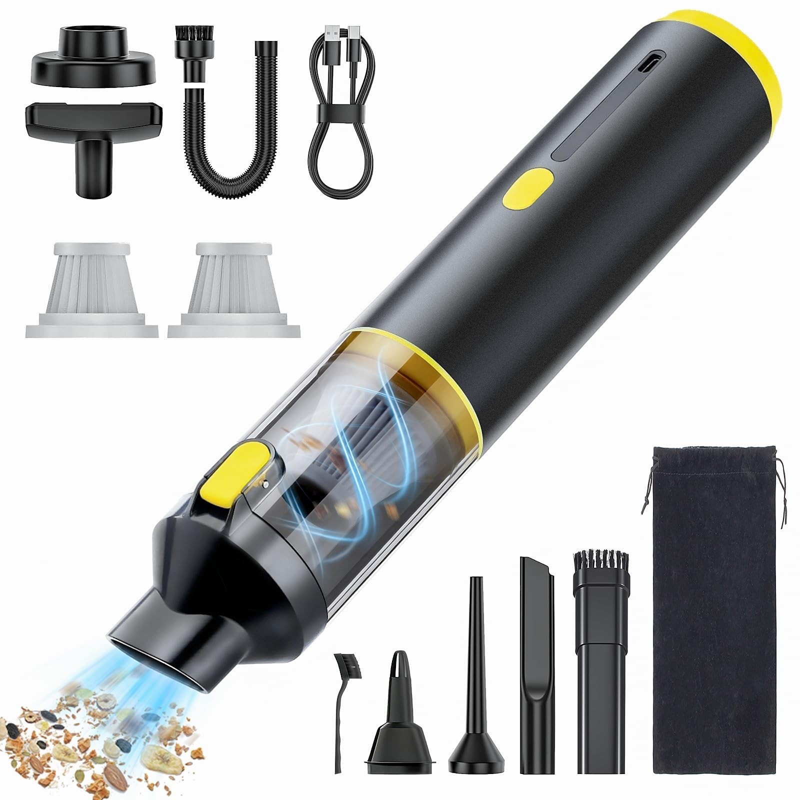 21Kpa Power Suction Cordless Car Vacuum Handheld Cleaner for Pet Hair Home TypeC
