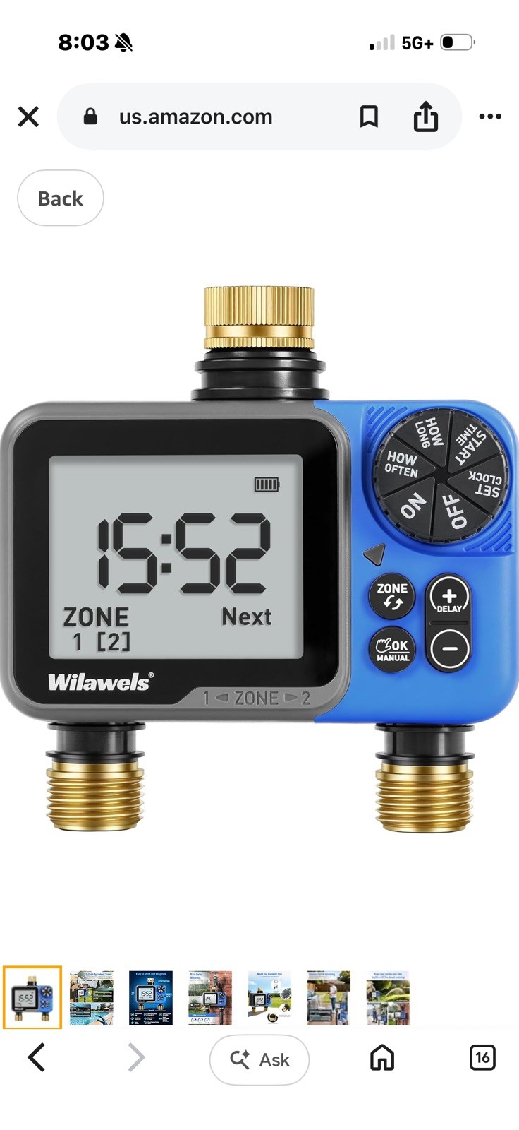 2 Zone Sprinkler Timer Brass Programmable Garden Hose Water Timer IP55