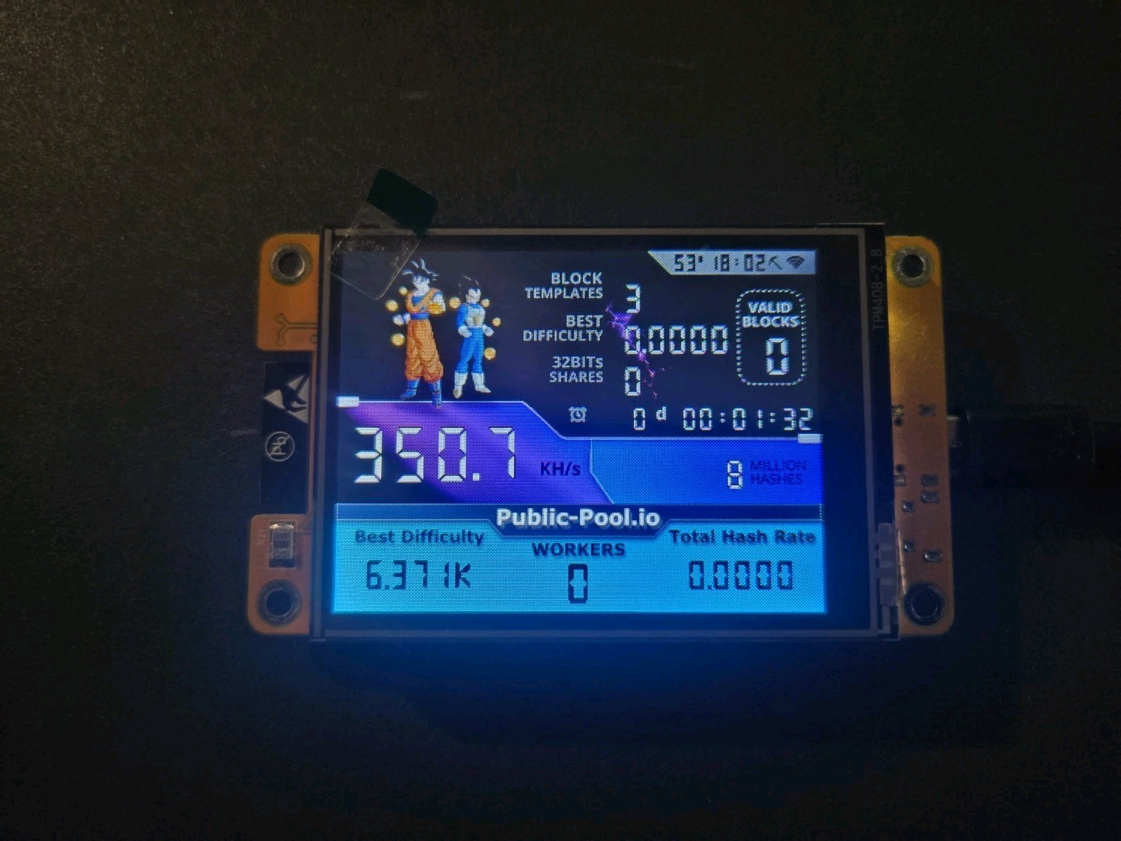 Nerdminer V2-Upgraded ☆DBZ Edition #2☆ Bitcoin Solo Nerd Miner + Case