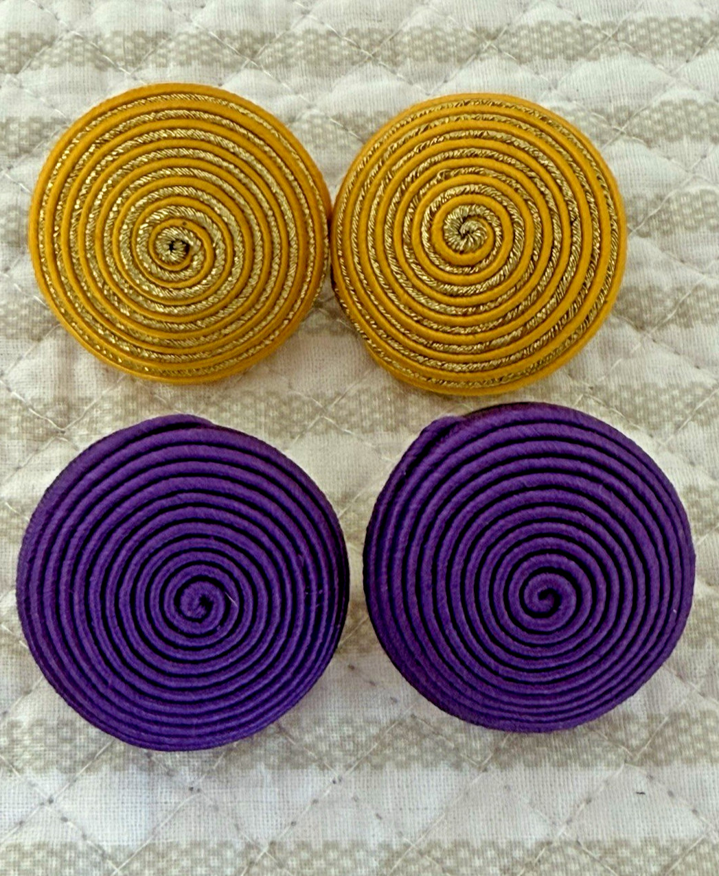 Vintage 1970s - 1990s Bold Swirl Round Braided Pierced Earrings (2 pairs)
