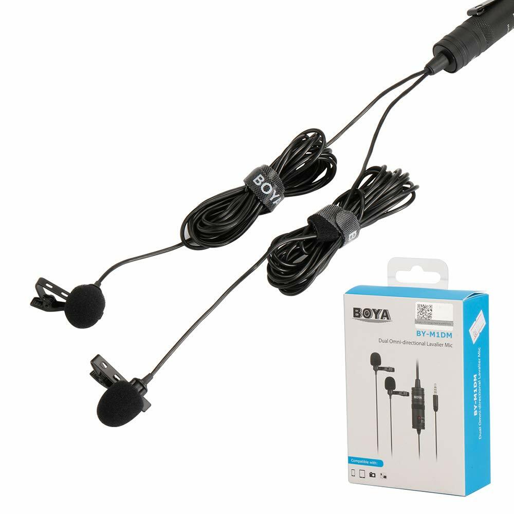 BOYA BY-M1DM Dual Omni-directional Lavalier Microphone for Nikon Z6 Z7 D850 DSLR