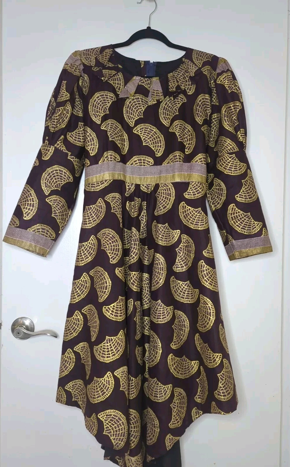 African Gold Wax Fabric Dress Size L