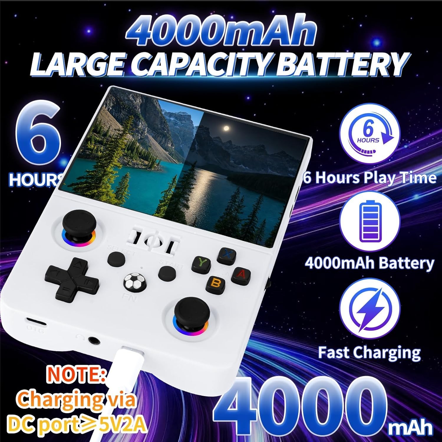 R36MAX 2 Retro Handheld Game Console, 4.5 Inch IPS HD Screen Inch, White