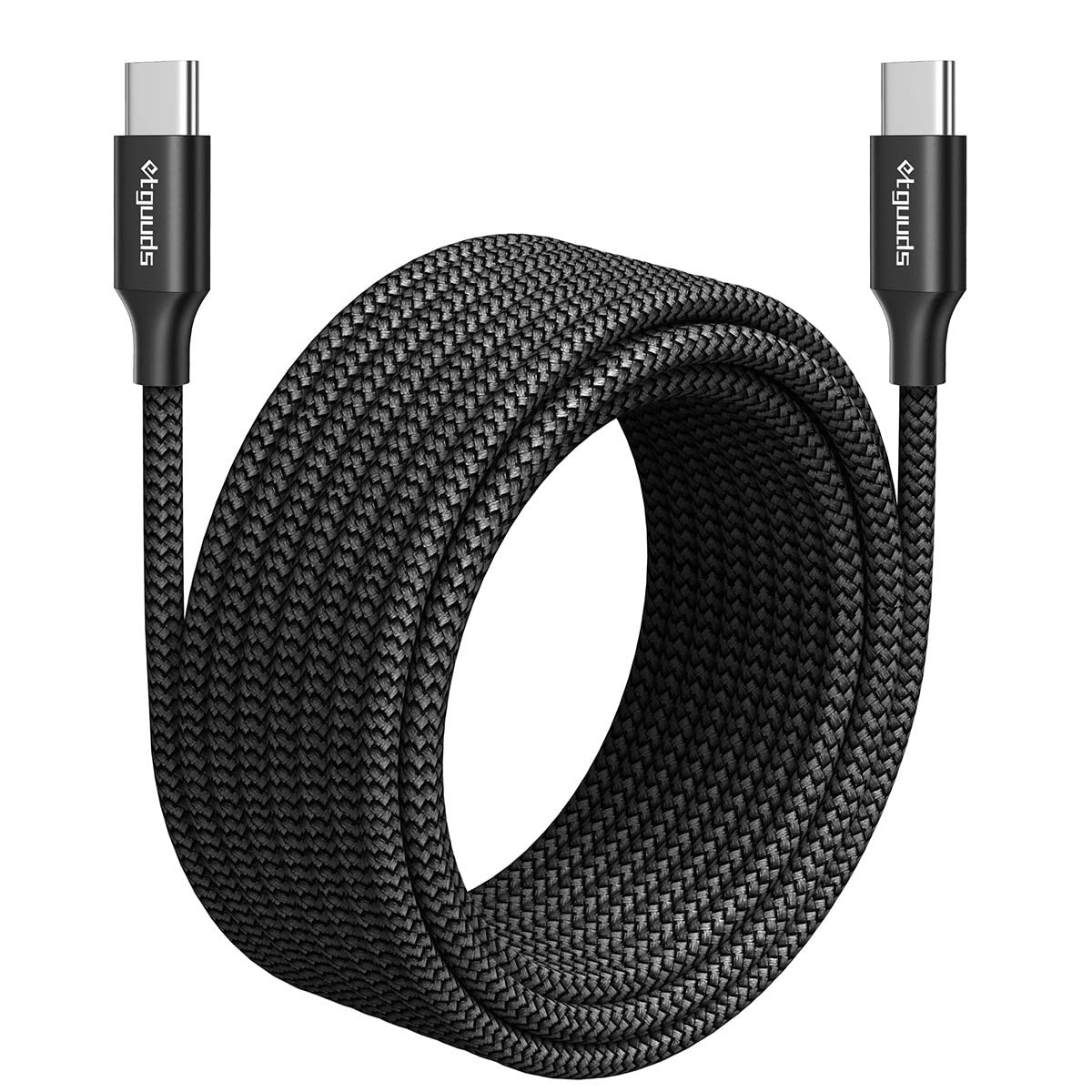 Long USB-C to USB-C Cable 15Ft - PD 60W Fast Charge, Durable Double Braided Nylo