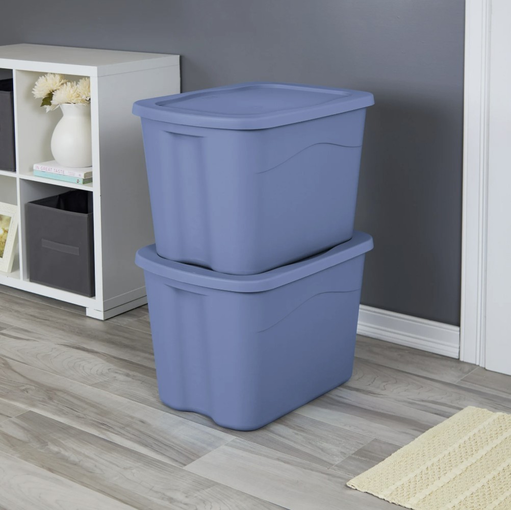 Sterilite Large Storage Tote 18 Gallon Snap Lid Blue 8-Pack