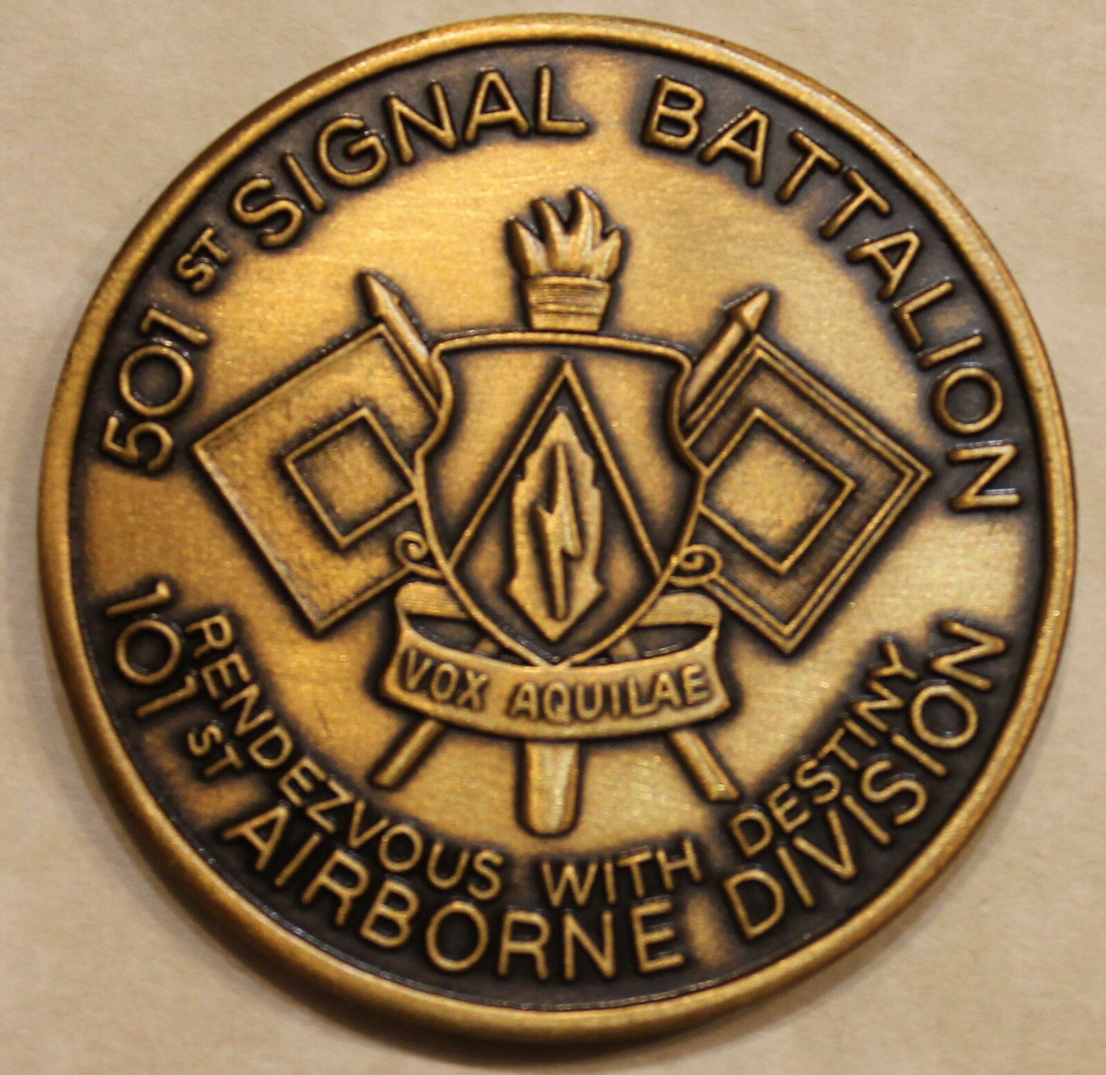101st Airborne Division 501st Signal BN Voice of the Eagle Army Challenge Coin