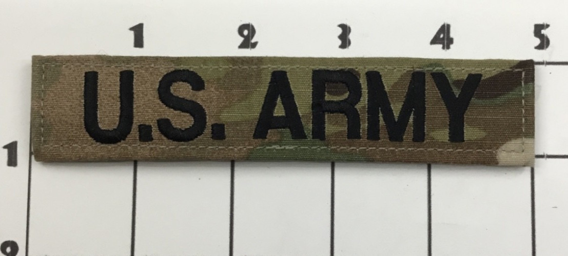 U.S. Army Patch Camouflauge Camo Embroidered Hook Loop Name Bar Uniform Costume