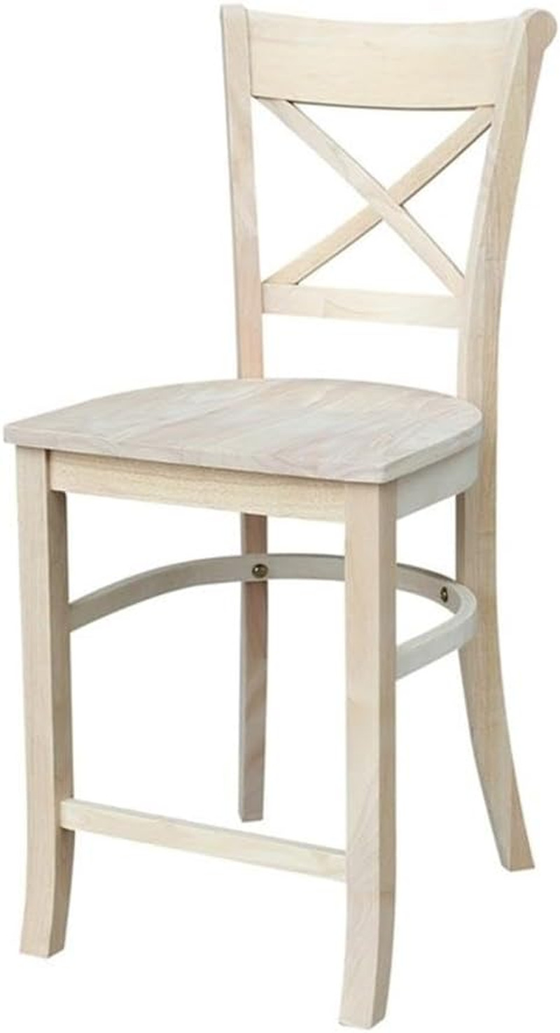 Charlotte Solid Wood Counter Height Stool with a 24" Seat Height- Unfinished