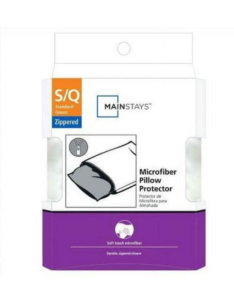 Mainstays Microfiber Zippered Pillow Protector,4-pieces of 20 in x 28 in Stan...