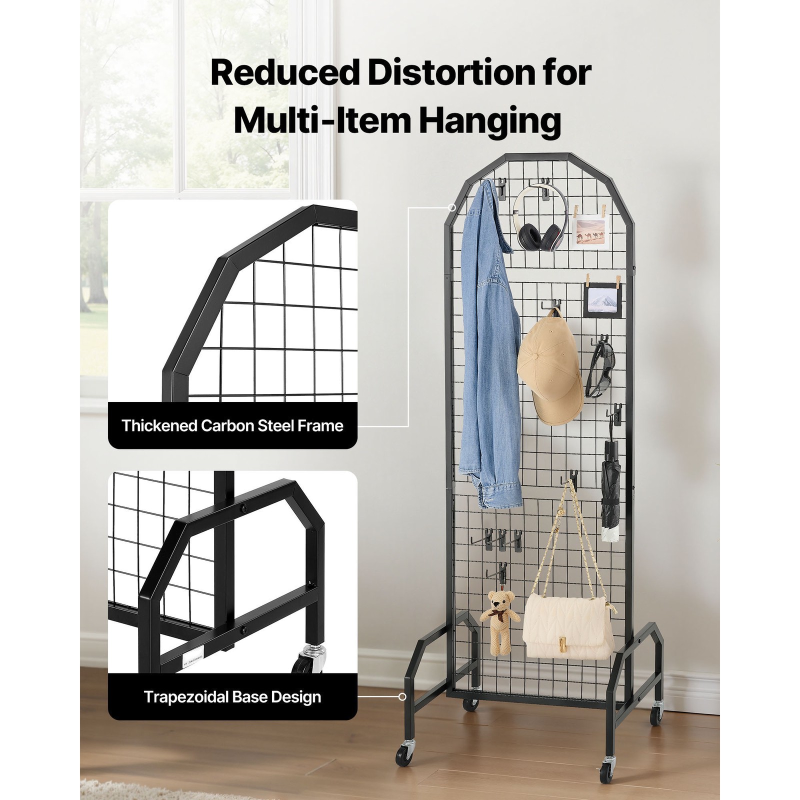 Uimoso 2-Pack Grid Wall Panels 1.9 x 5.4ft Wire Display Rack with Wheels & Hooks