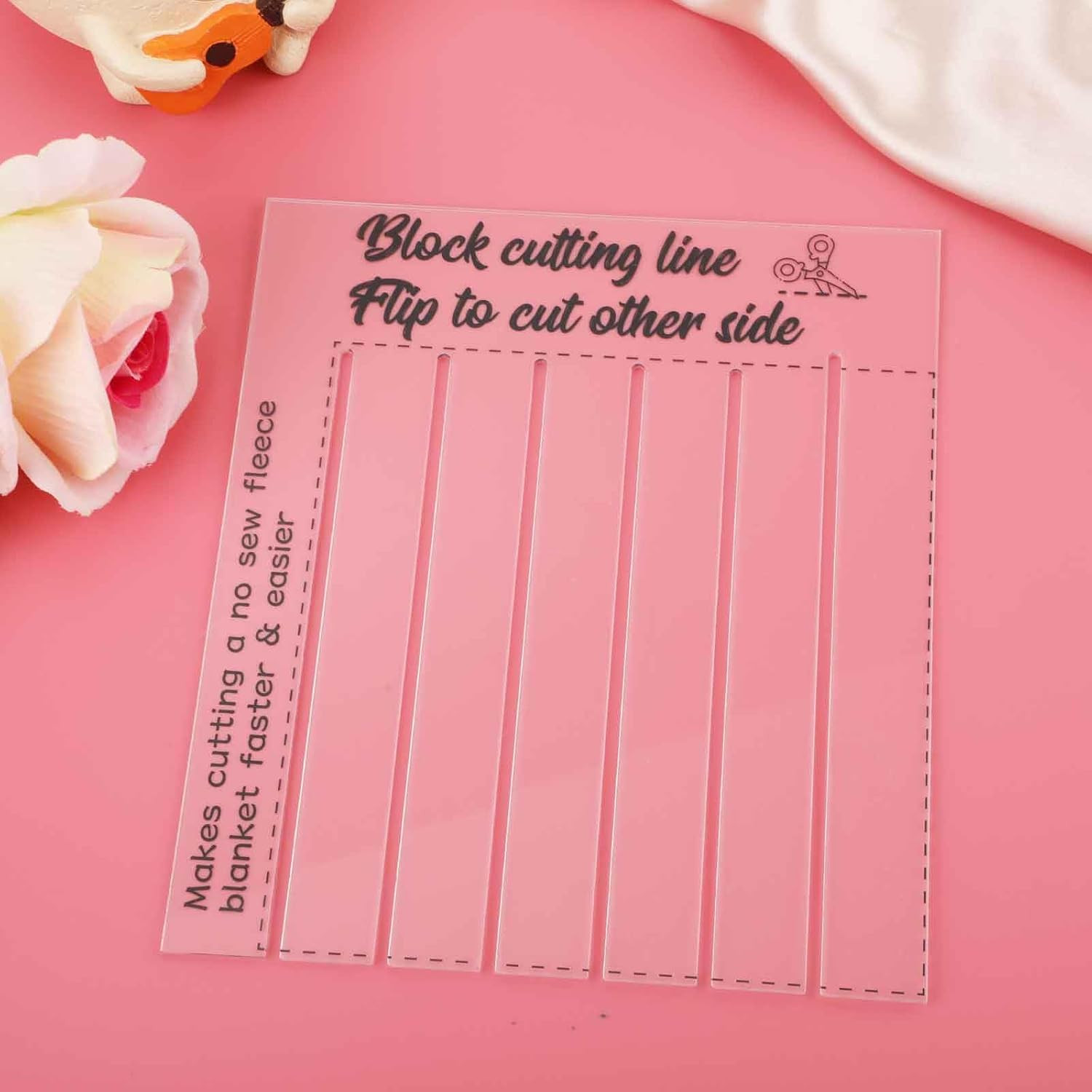 Fleece Tie Blanket Ruler Template, 8.3X7.1In No Sew Blanket Template Acrylic Rec