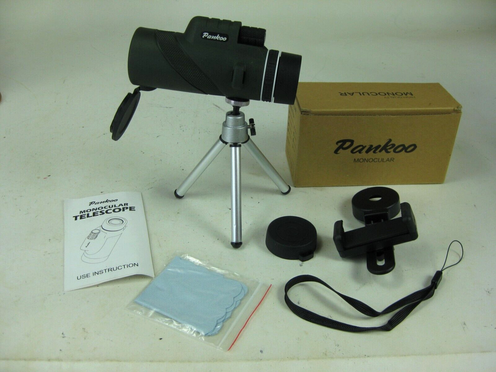 Pankoo 40x60 Monocular High Power Monocular Scope w Smartphone Tripod & Box