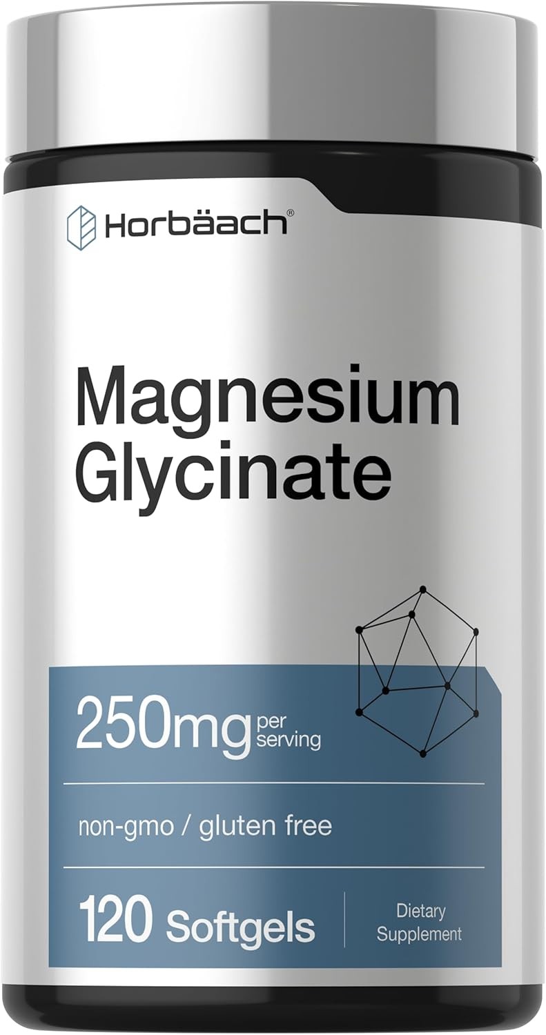 Magnesium Glycinate Capsules 250 mg | 120 Softgels | Non-GMO | by Horbaach