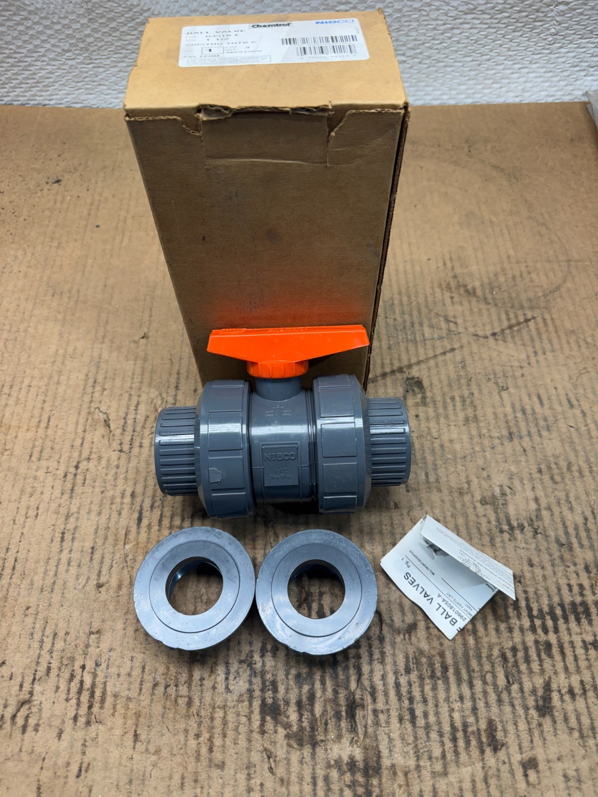 NEW NIBCO CHEMTROL 1-1/2" BALL VALVE U45TB-E