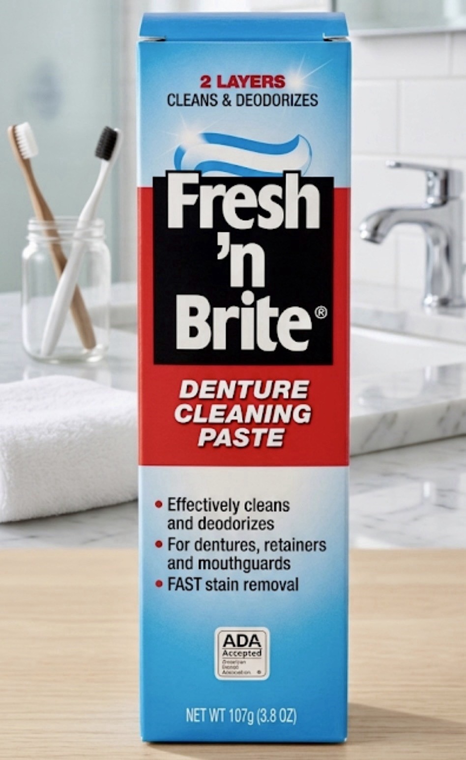Fresh N Brite Denture Cleaning Paste 3.8oz~New (Box Damage)