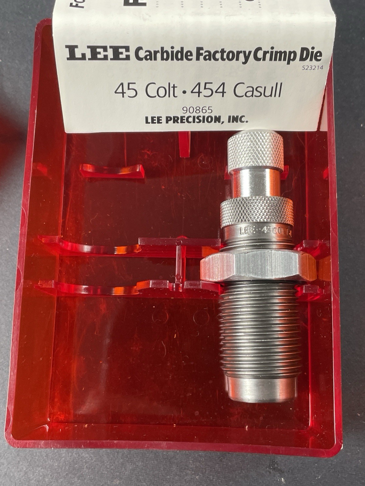 LEE 90865 Carbide Factory Crimp Die 45 Colt 454 Casull in Box #90865