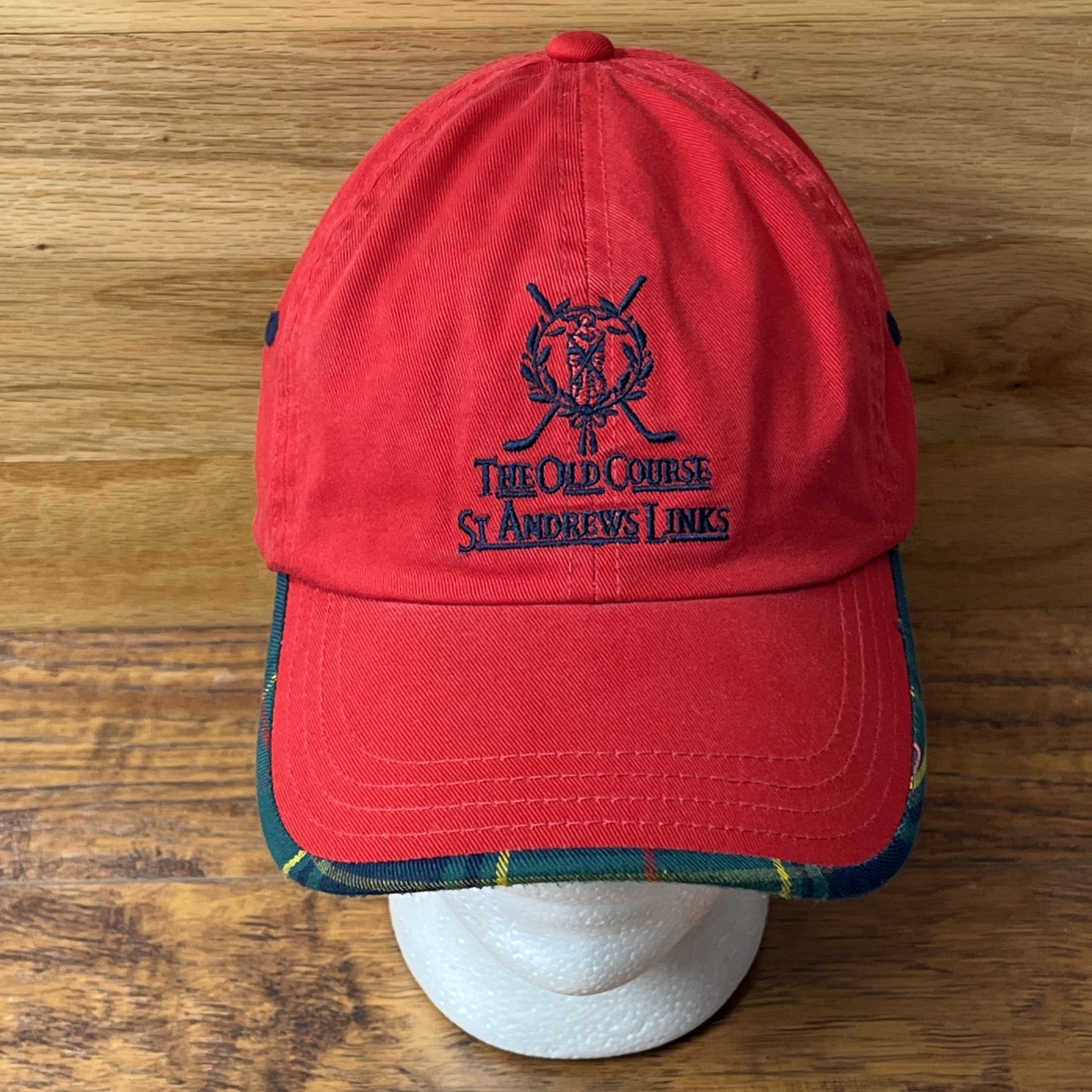 St. Andrew Links Golf Hat Tartan Collection Red Strapback Embroidered Logo Cap