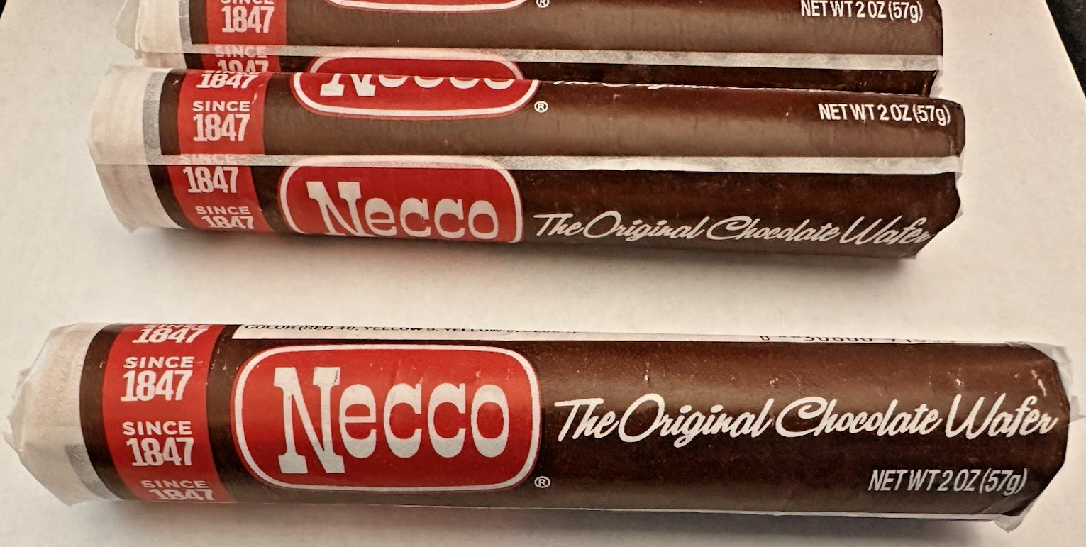 Necco Wafers-CHOCOLATE-3 Rolls -2oz Rolls-New-FREE SHIPPING