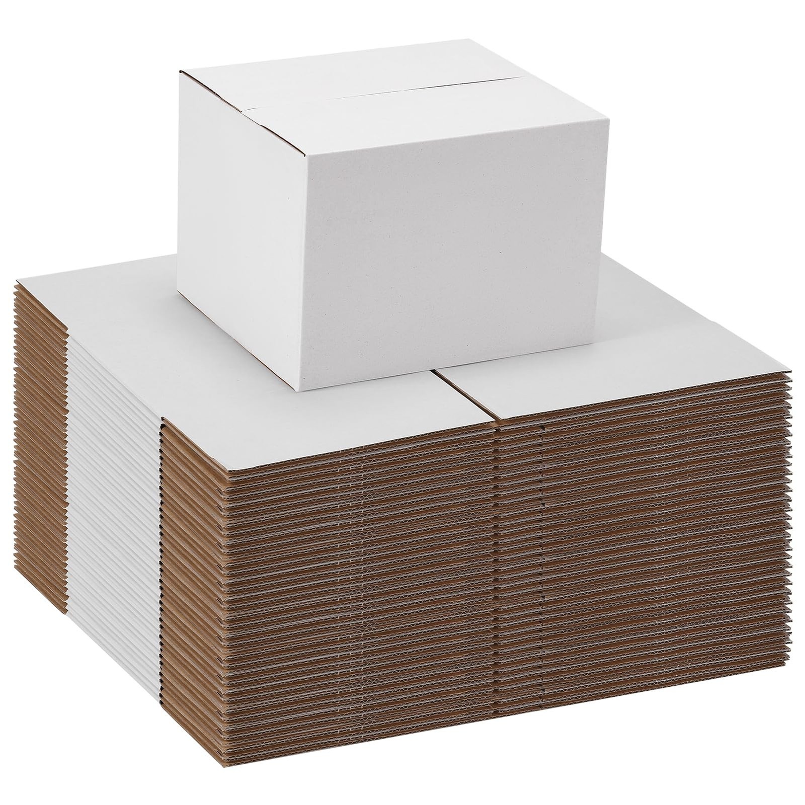 7x6x5 Shipping Boxes Set of 40, White Kraft Corrugated Cardboard Boxes Mailer...