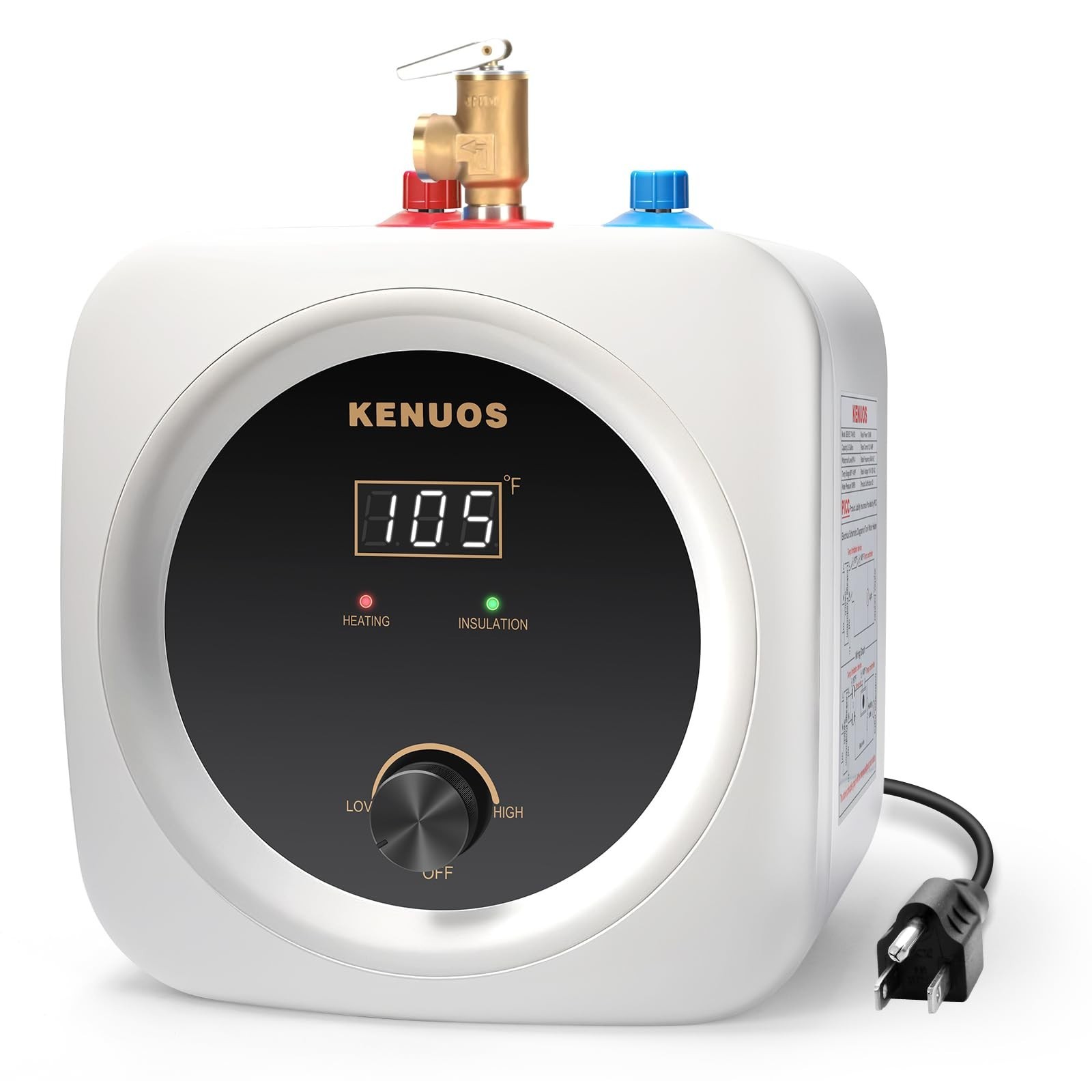 Mini Tank Water Heater Electric 2.5 Gallon Under Sink Instant Hot Water Heate...