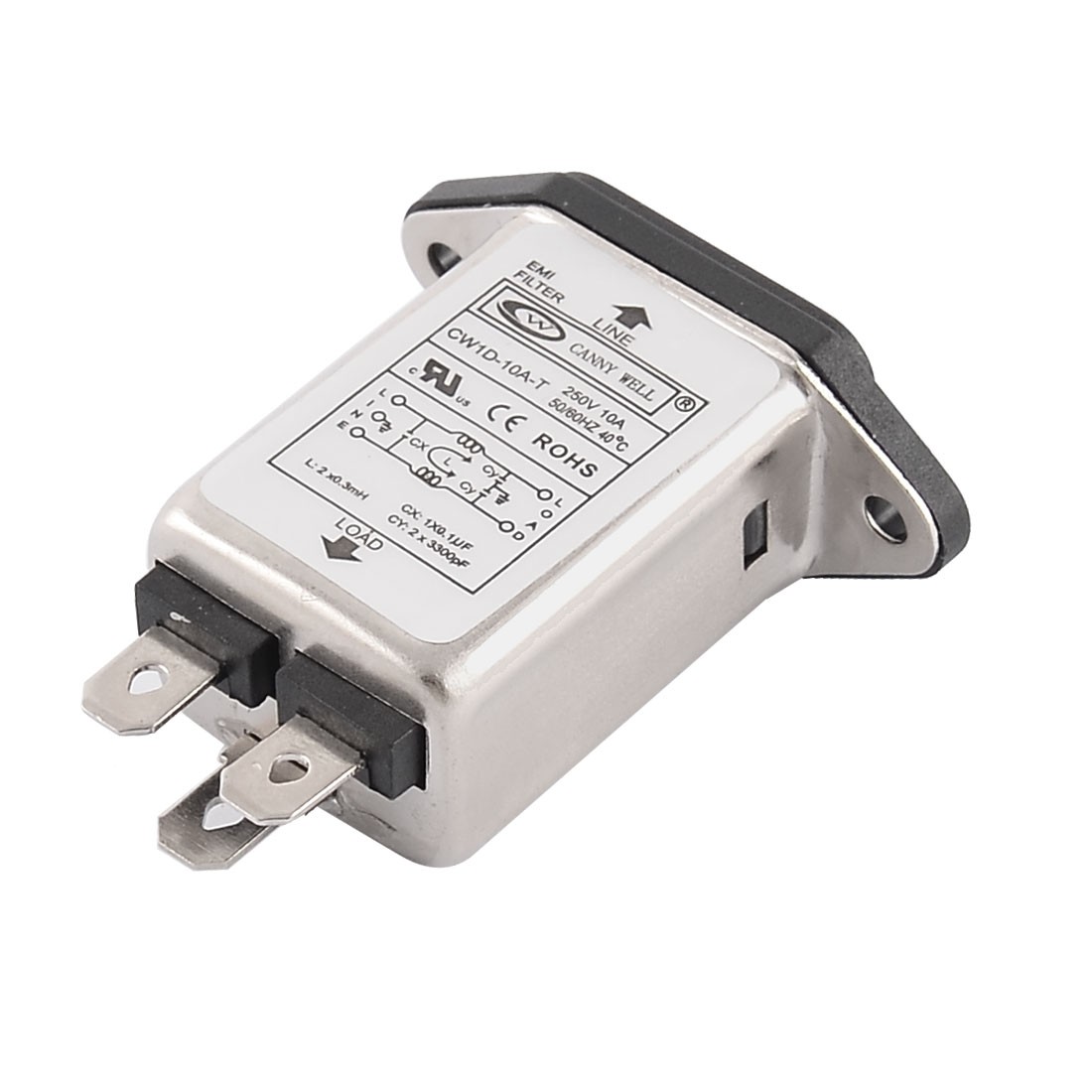 CW1D-10A-T AC250V 10A 50/60Hz Inlet Power Line EMI Filter