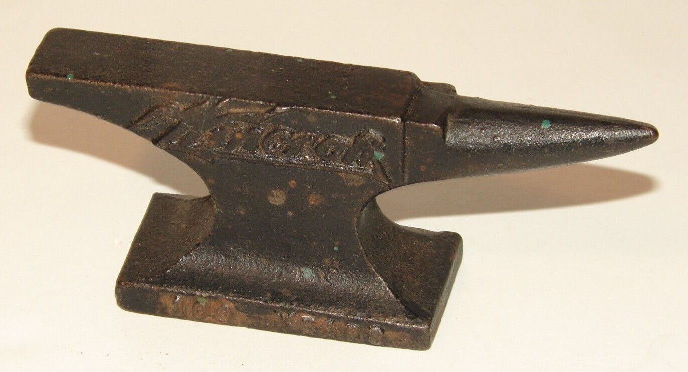 Vintage WINCROFT STOVE WORKS Miniature ANVIL ADVERTISING PAPERWEIGHT 100 YEARS