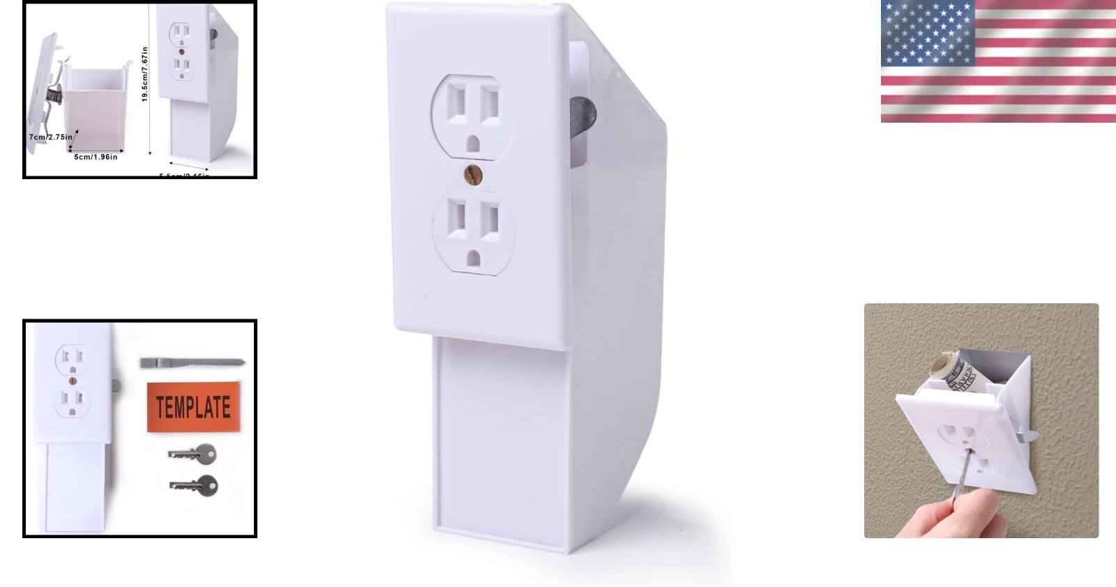 Portable Wall Socket Diversion Safe – Key Lock for Secure Storage of Valuables