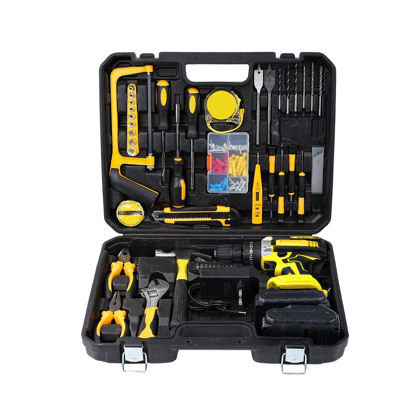21V Cordless Drill Combo Set Impact Driver Power Tool Kit for Home Auto Repair