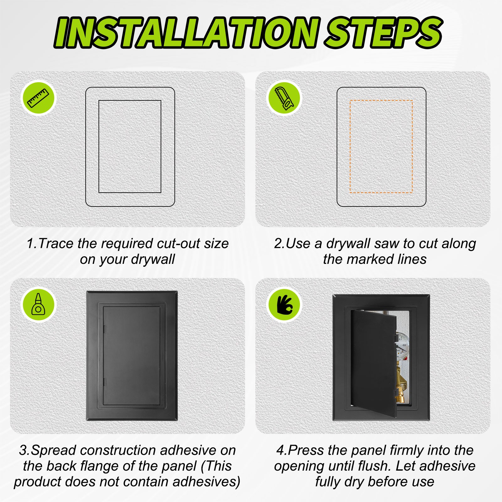 6x11.9 Inch Access Panel for Drywall and Ceiling, ABS Plastic Material (White)