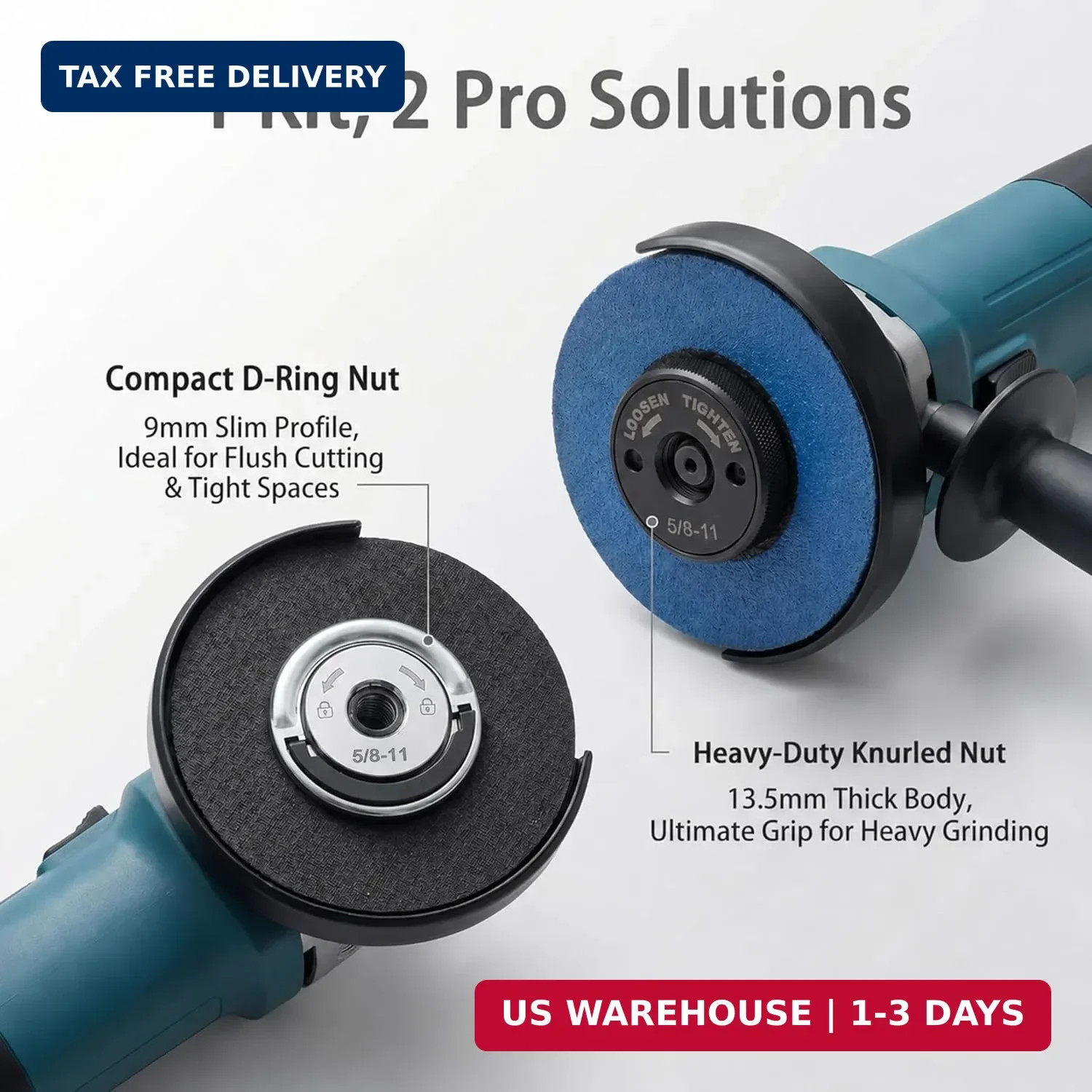 2Pcs 5/8"-11 Thread Angle Grinder Flange Nuts, Tool-Free Quick Release Locking K