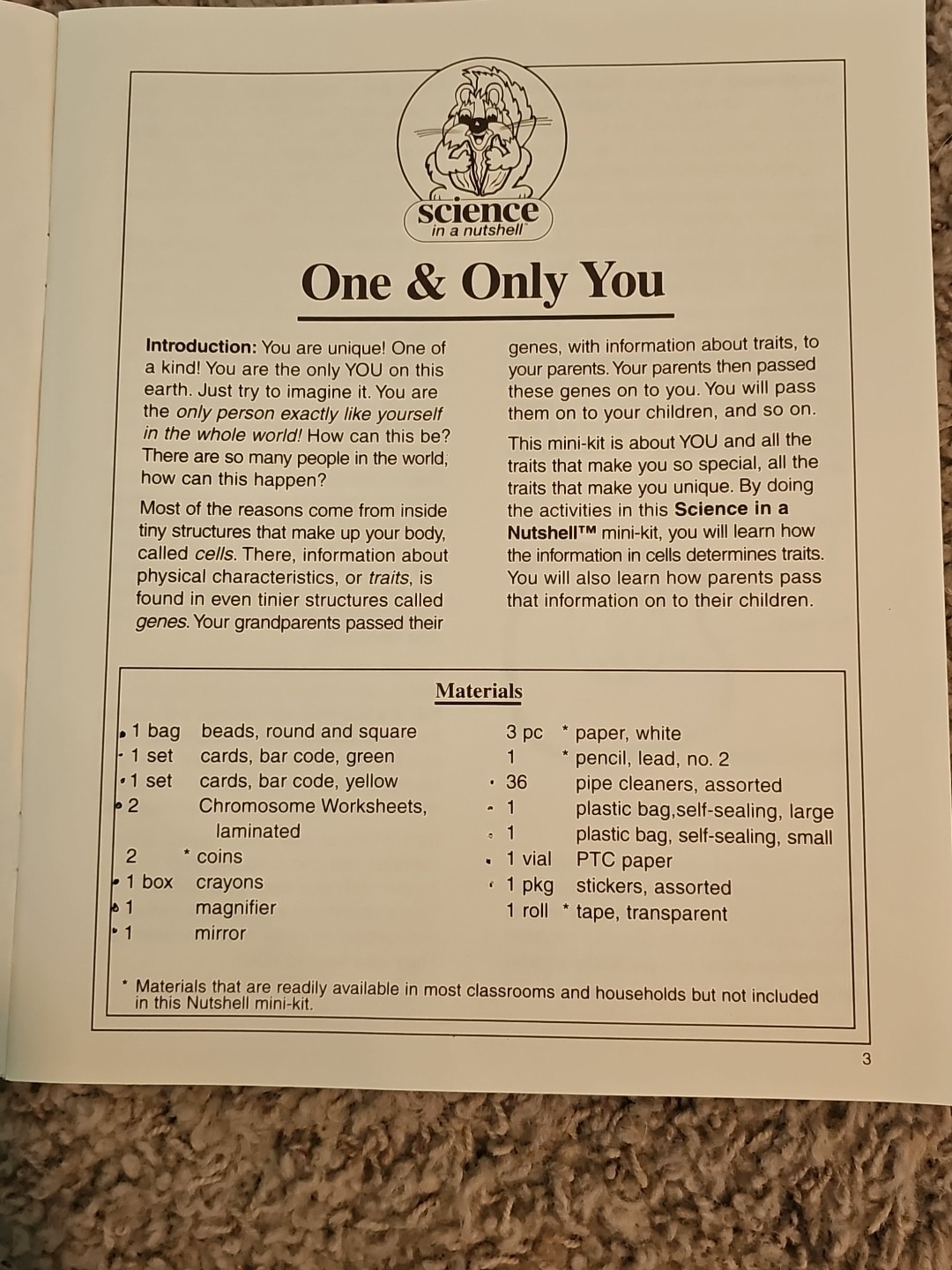 Science In A Nutshell ONE AND ONLY YOU Homeschool Learning Kit Delta Education