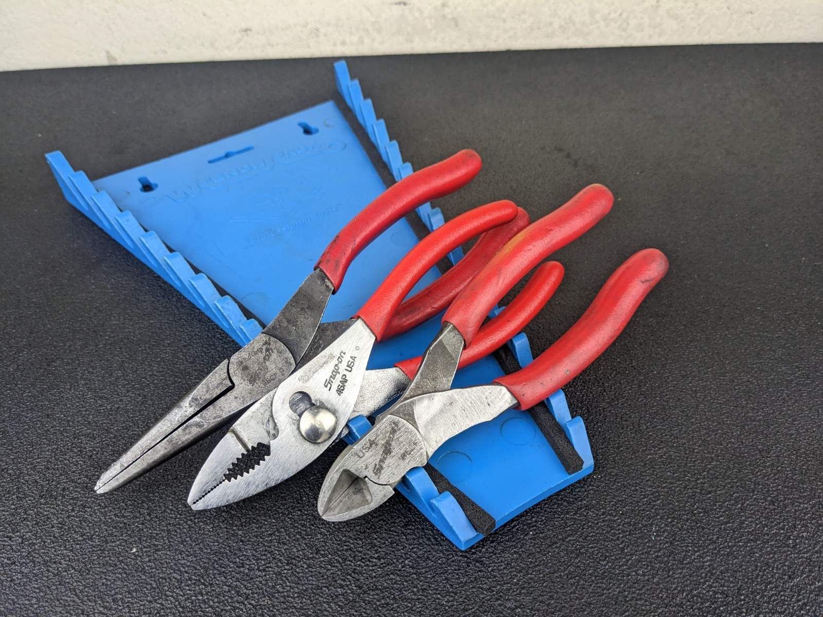 #bn533 Snap-On Tools PL306ACF Red 3pc Plier Set Needle Nose Slip Joint Cutters