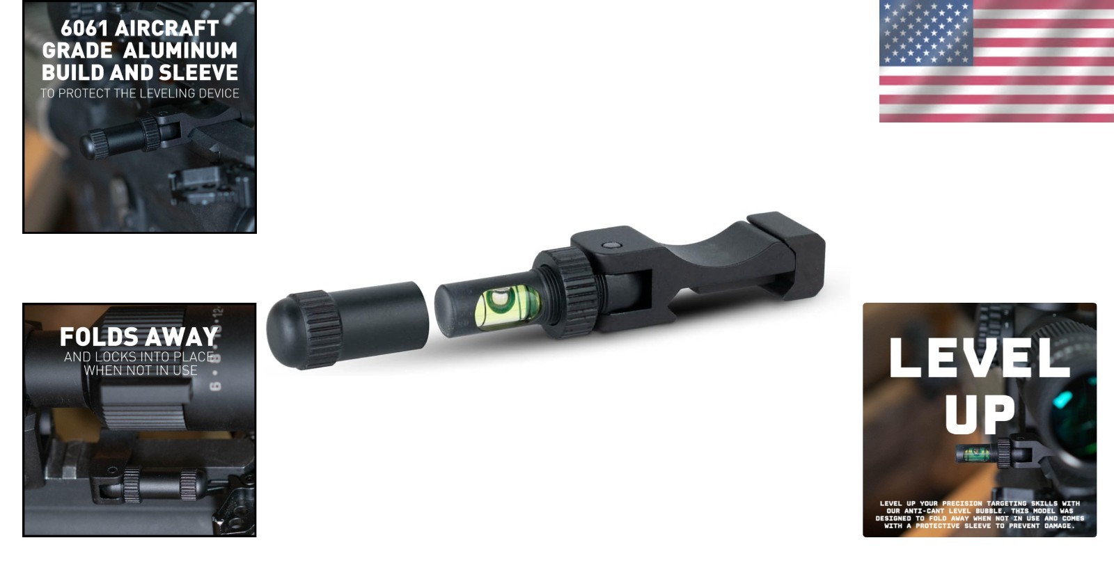 Low Profile Picatinny Anti-Cant Level Bubble - Lightweight & Foldable Design