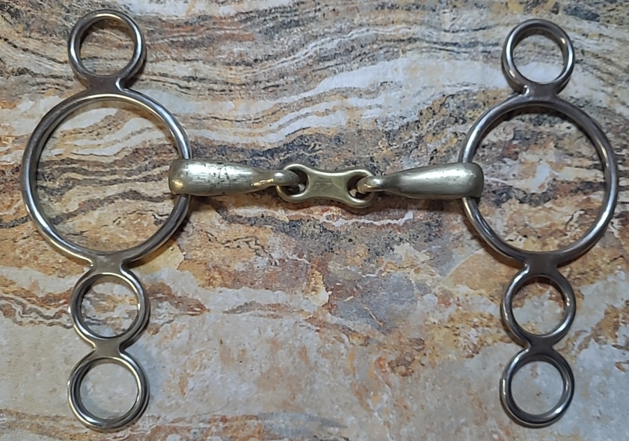 Coronet German Silver French Link 3 Ring Continental Elevator Gag Bit 5" size