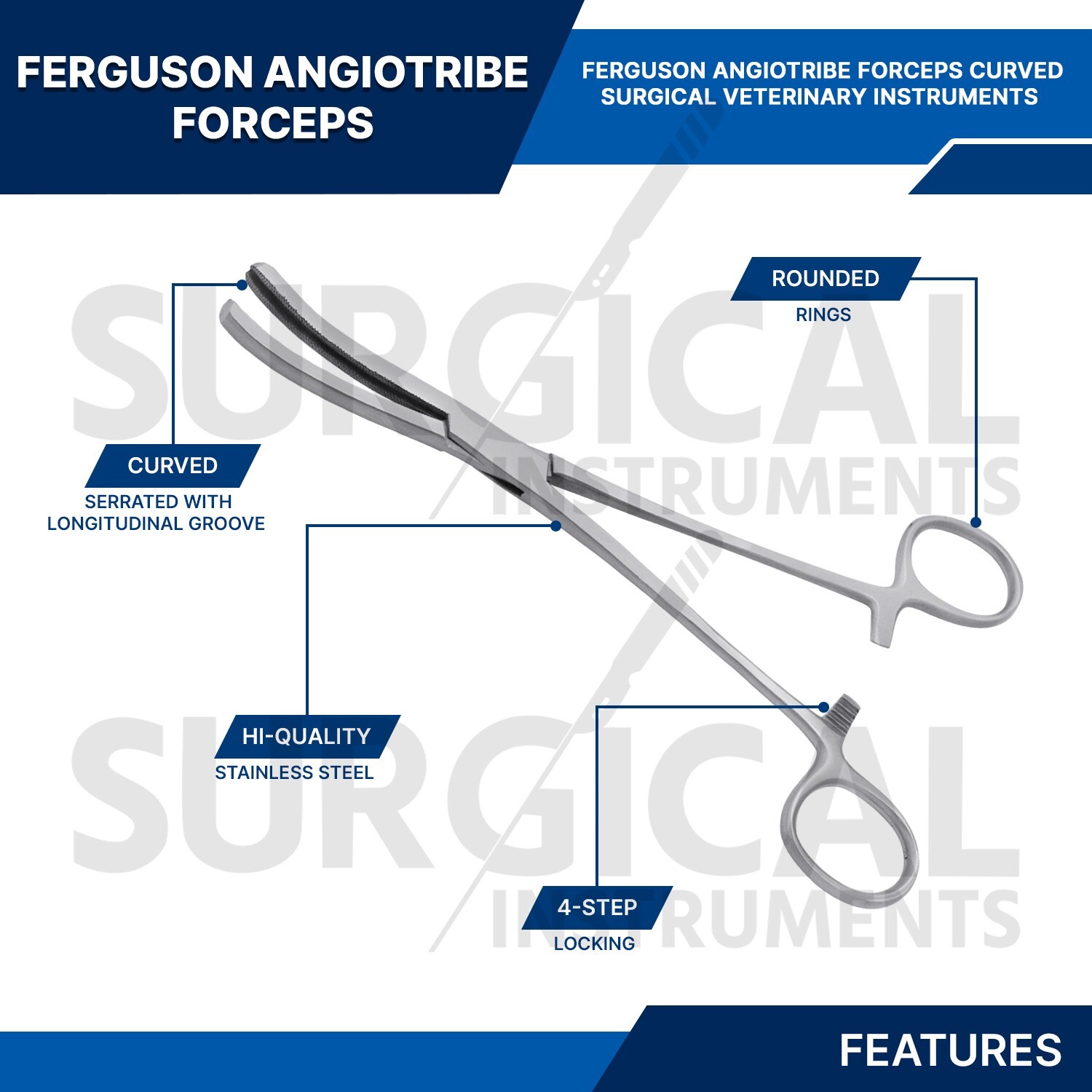 Ferguson Angiotribe Forceps 7.50" Curved Veterinary Instruments German Grade