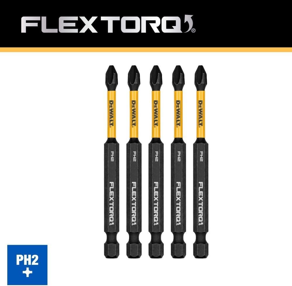 DEWALT Impact Screwdriver Bits, #2, Phillips, 3-1/2 in L, Set of 5 (DWAF3PH2IR5)
