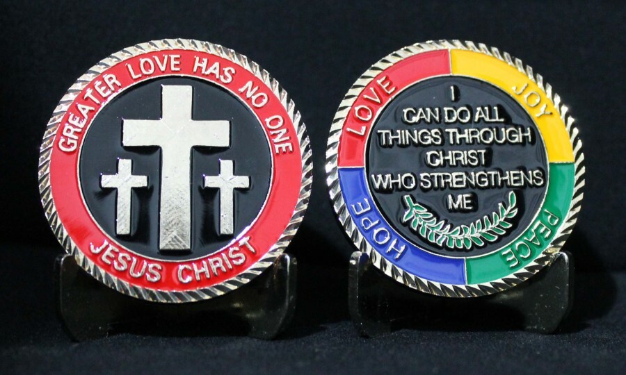 THREE CROSSES CHALLENGE COIN MILITARY COINS RELIGIOUS COIN NEW