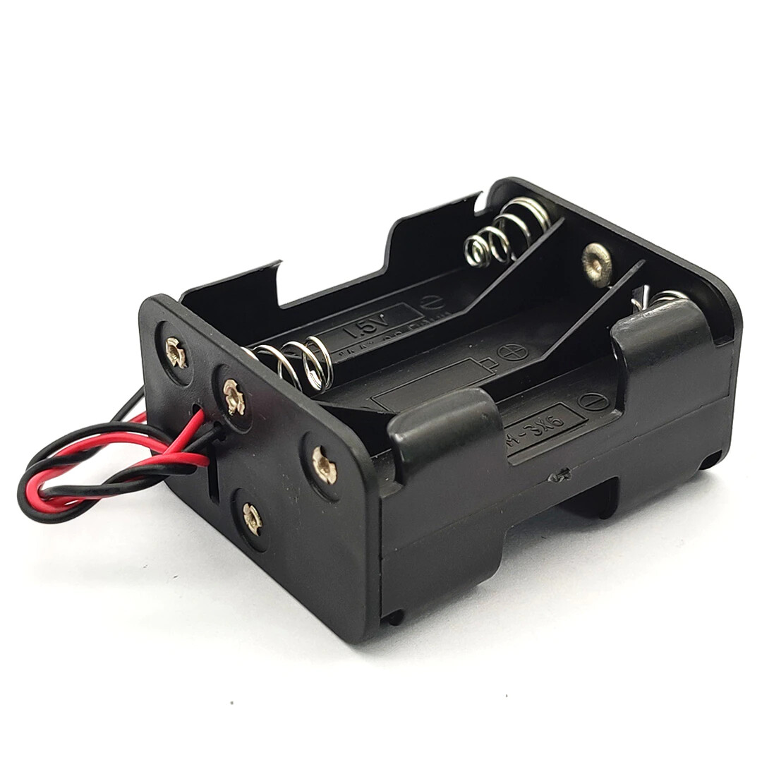 2x 6-AAA Battery Spring Clip Holder Case Plastic Box Tow Layers Stacked 9V DC