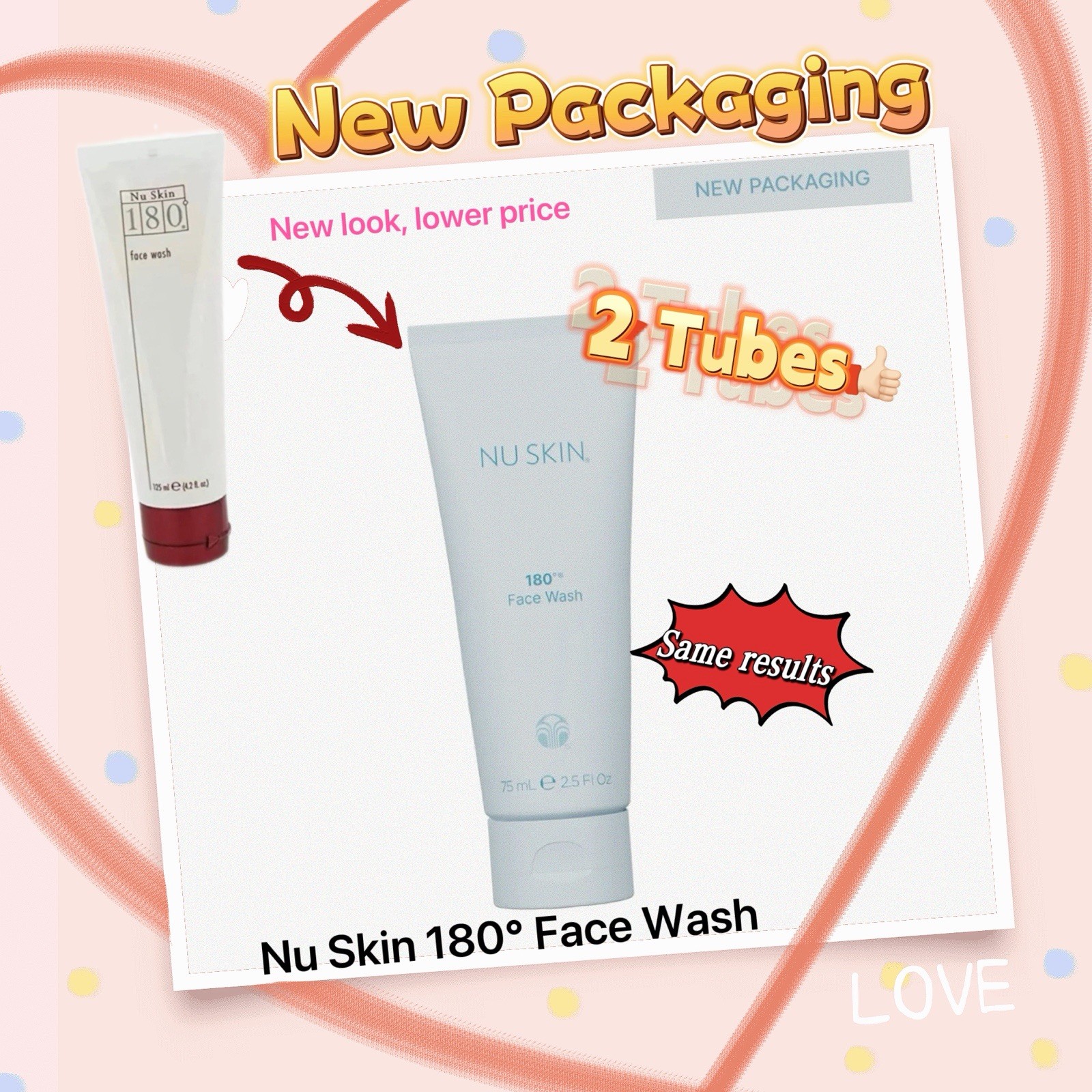 2 tubes of Nu Skin NuSkin 180 Face Wash Exp 12/2027*New Packaging-Same Formula*