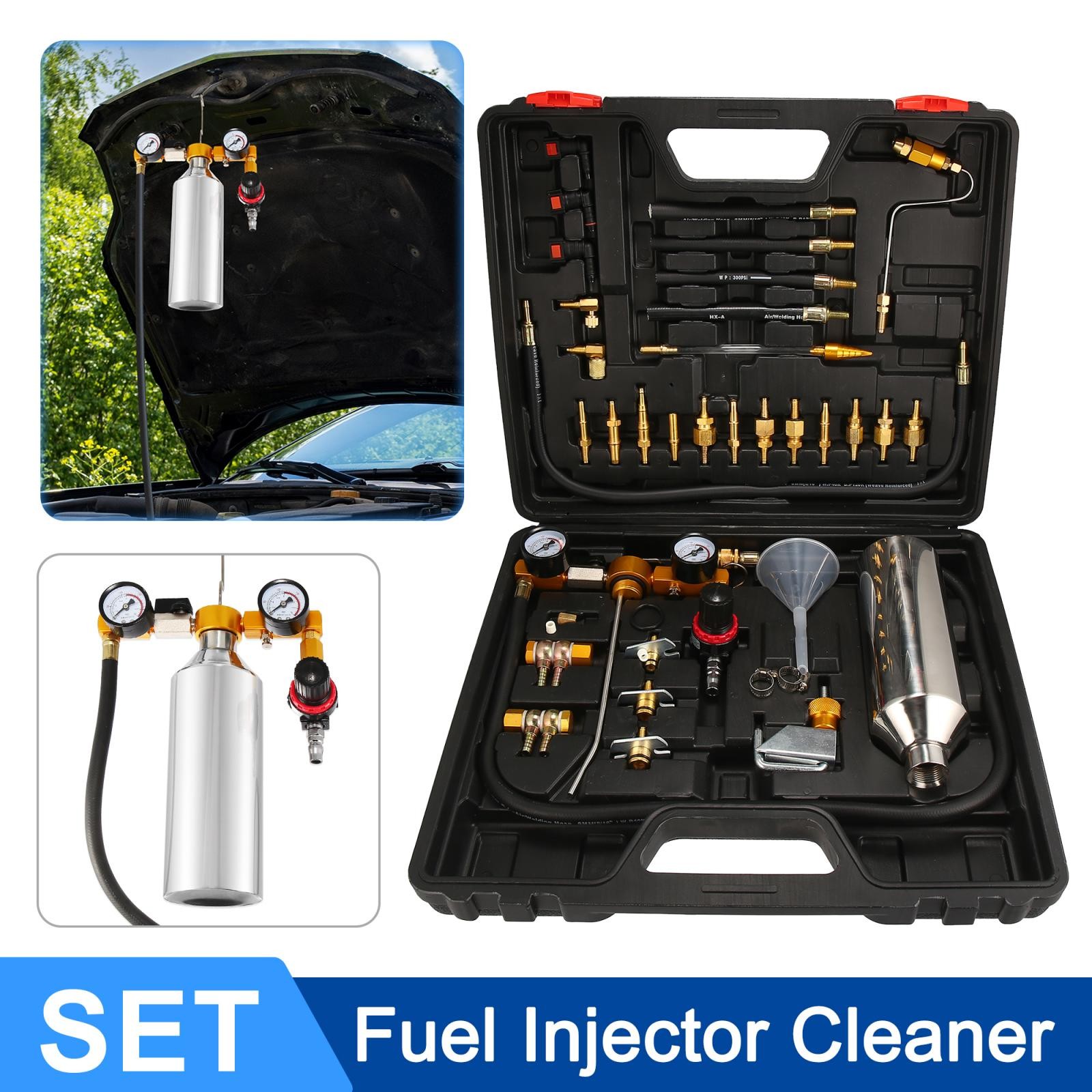 Non Dismantle Fuel Injector Cleaner Kit Fuel System Cleaning Tool for Petrol Car