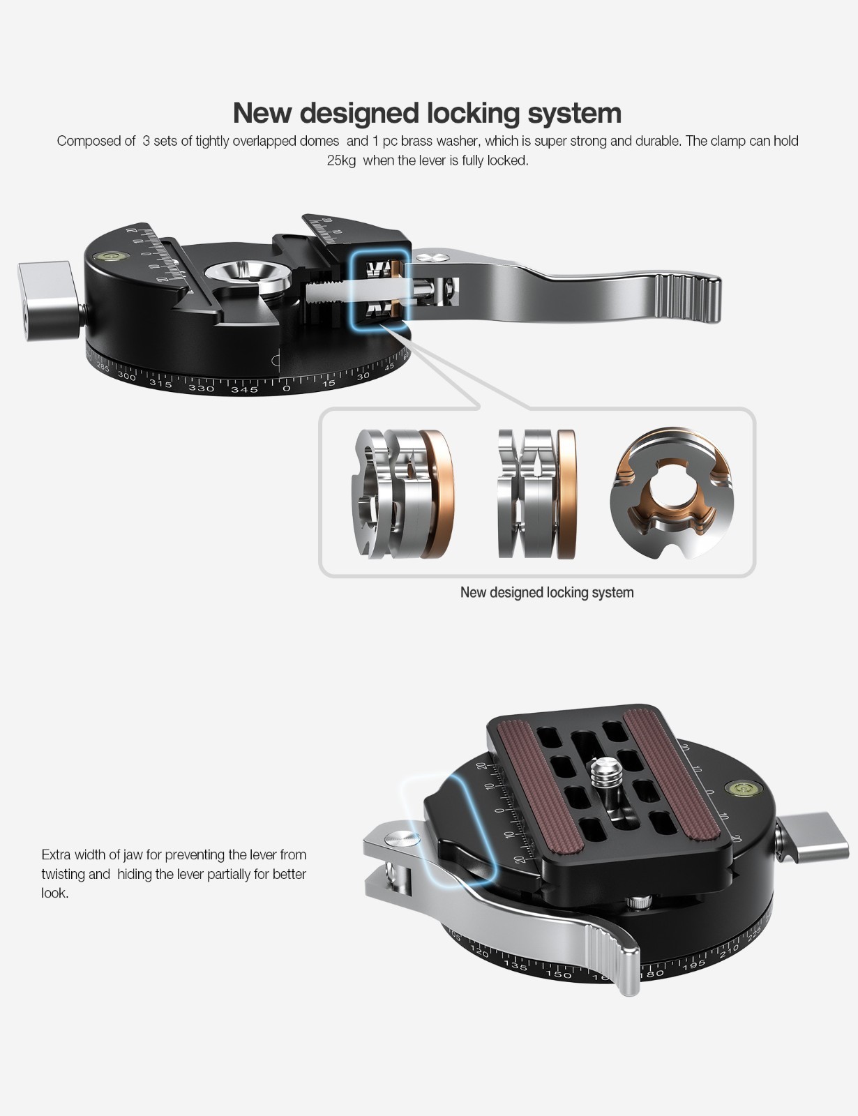 Leofoto PCL-70 70mm Panning Lever-Release Control Clamp for Tripod Heads