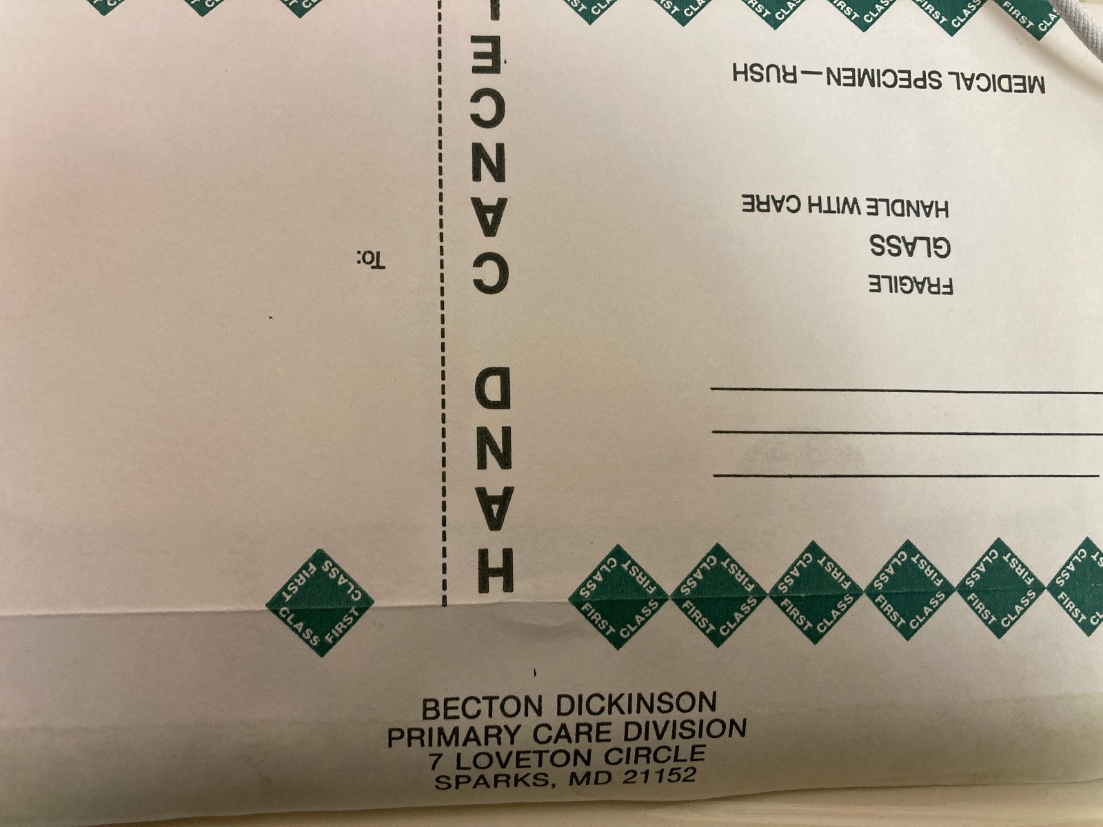B/D(Clay-Adams) 3798 Paper Heavy Dual Microscope Slide Holder Mailing Envelope